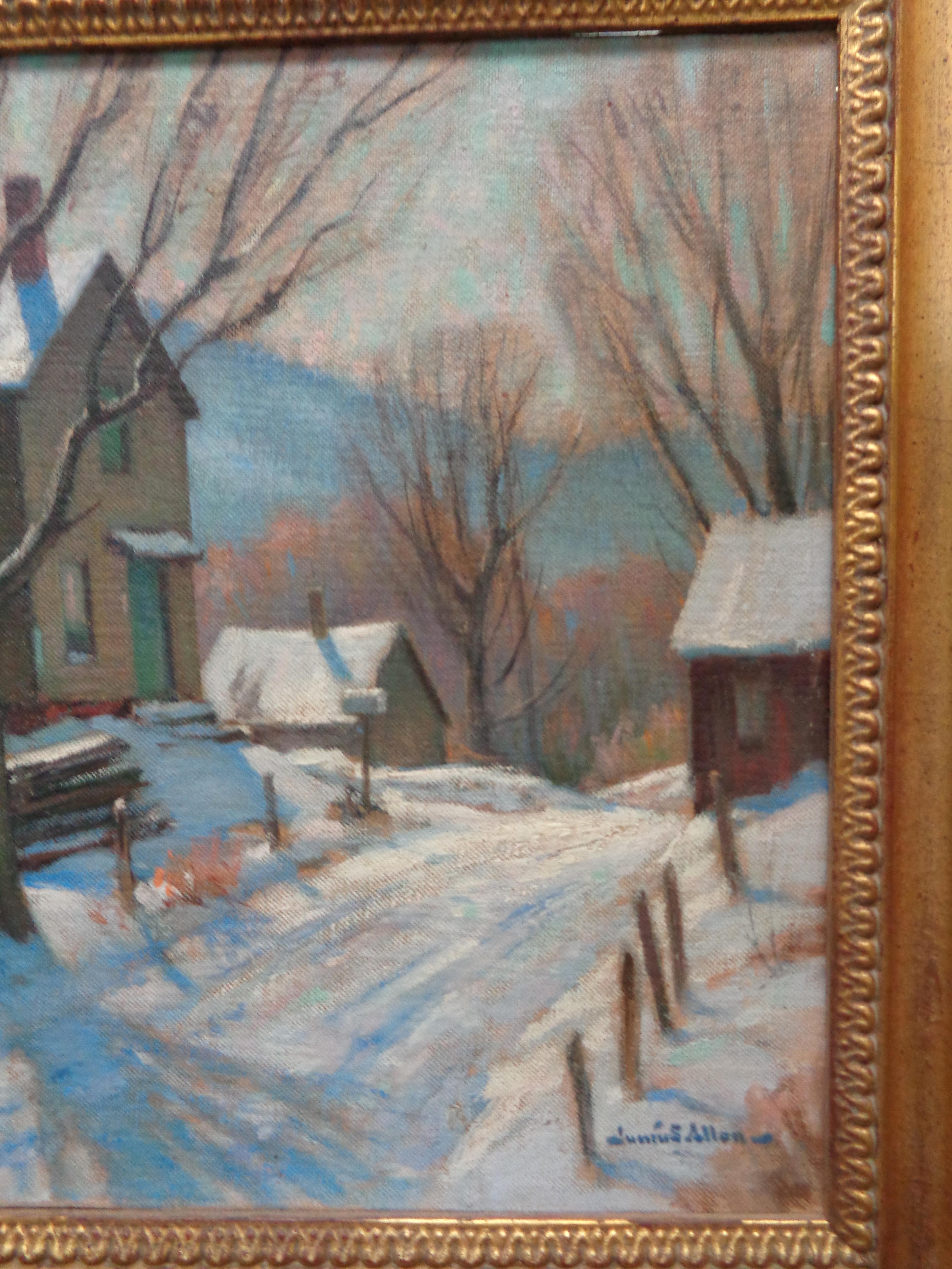 Junius Allen Salmagundi Club Artist Oil Painting The Upland Road w/ Club label en vente 3