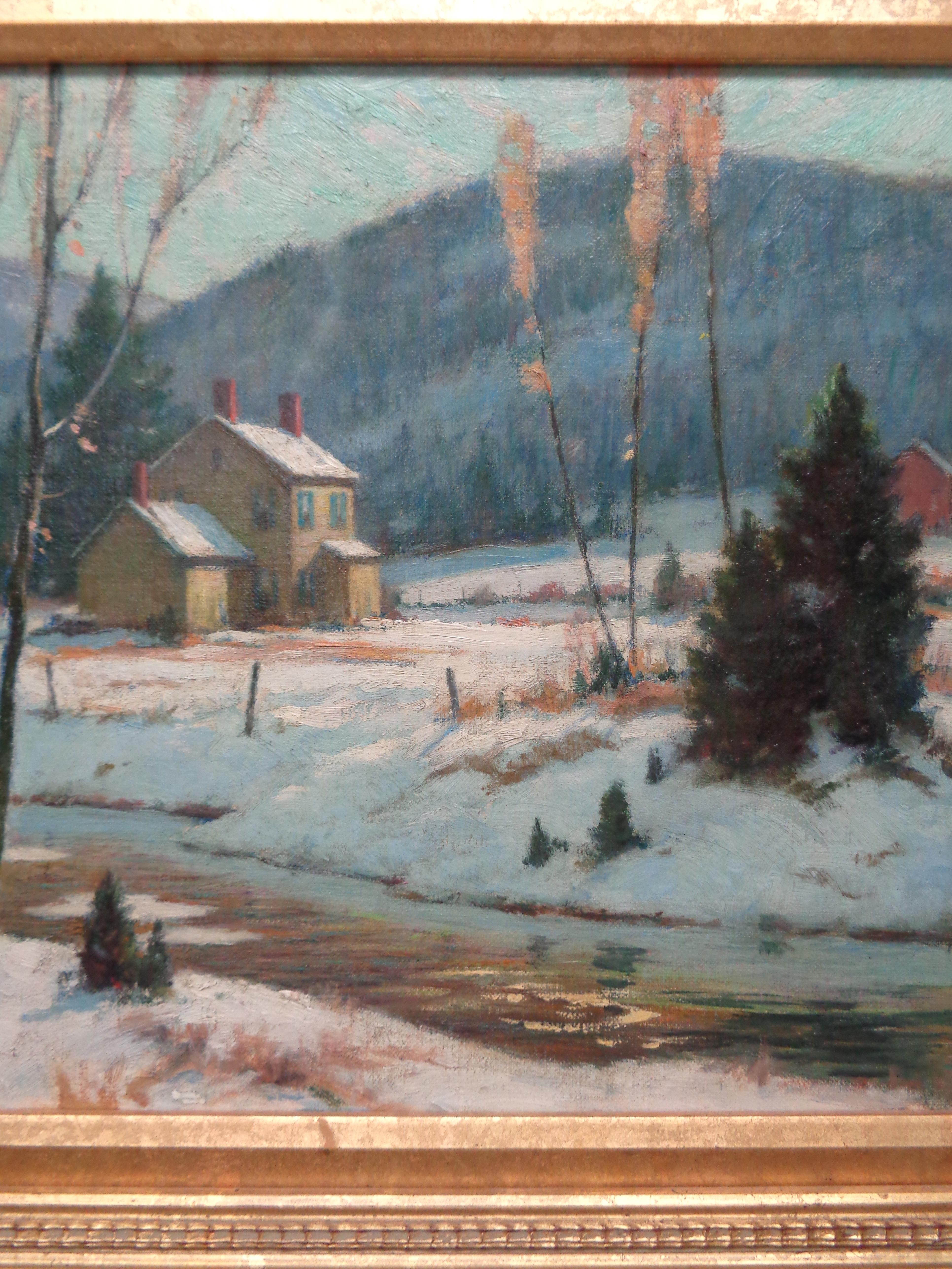 Junius Allen Salmagundi Club Artist oil painting Winter Afternoon For Sale 2