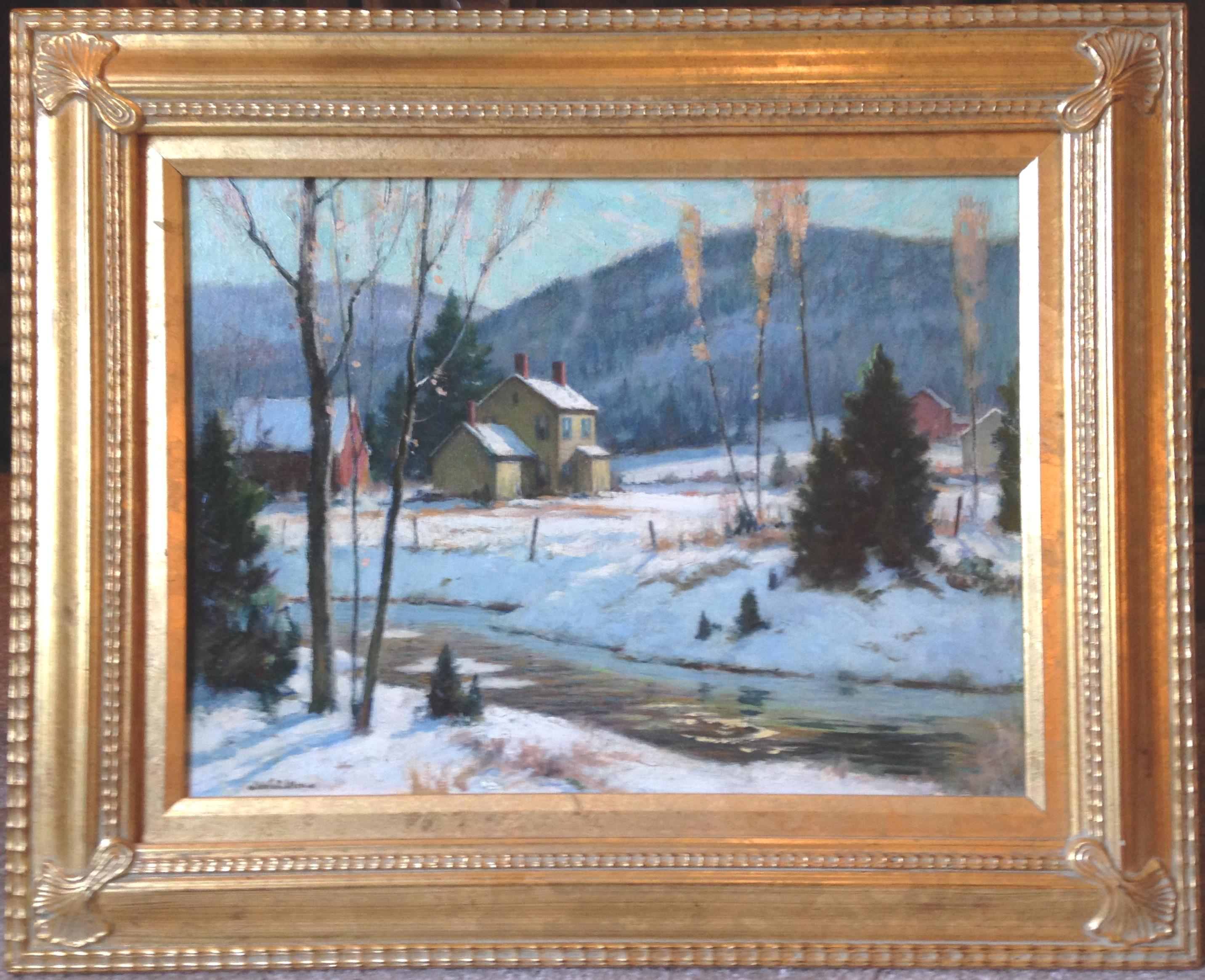 Winter Afternoon  oil on canvas panel image is 12 x 16
Painting has been cleaned by PA Conservatory.
Junius Allen, N.A. ( 1898-1962) was considered one of the most promising artists of the twentieth century for his naturalistic and enticing