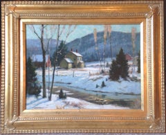 Junius Allen Salmagundi Club Künstler Ölgemälde Winternachmittag