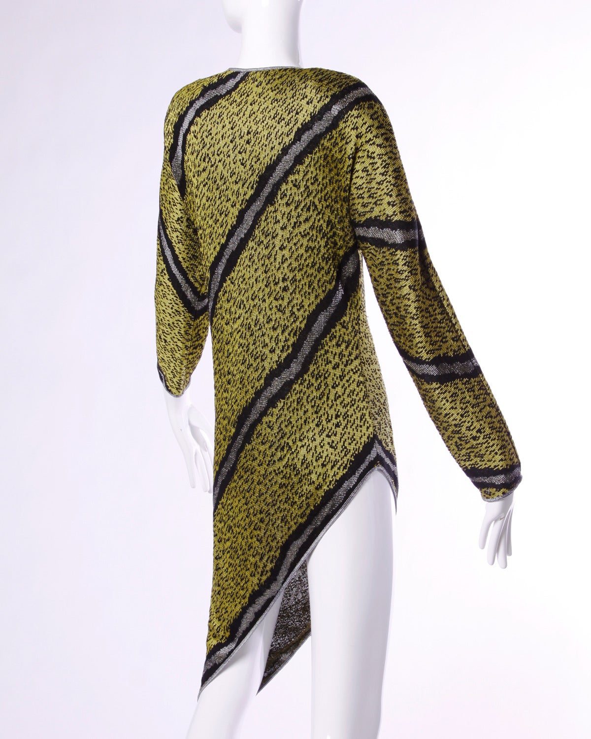 Junko Koshino Vintage 1980er 80er Jahre Gelbes asymmetrisches Pulloverkleid aus Strick Damen im Angebot