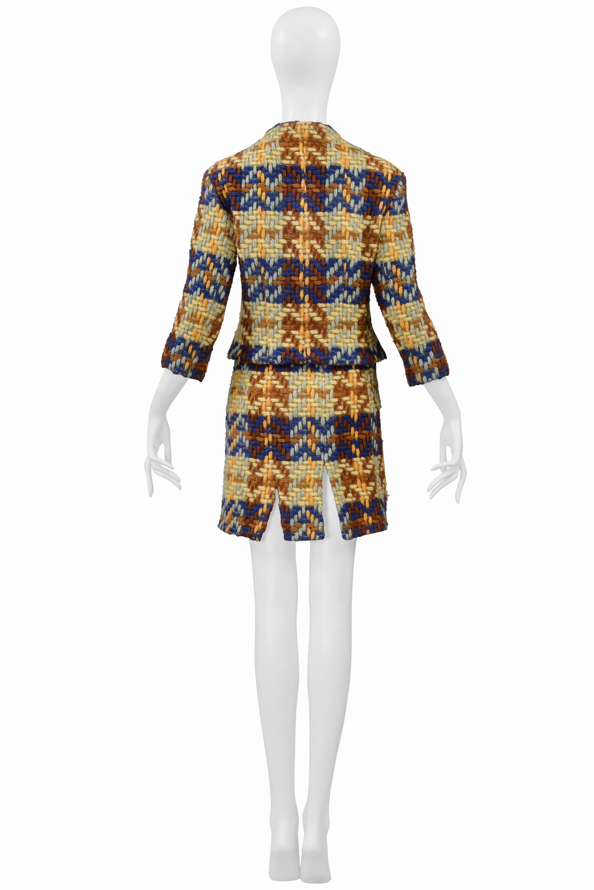 Junko Shimada Combinaison jupe en laine bleu, Brown, jaune en vente 5