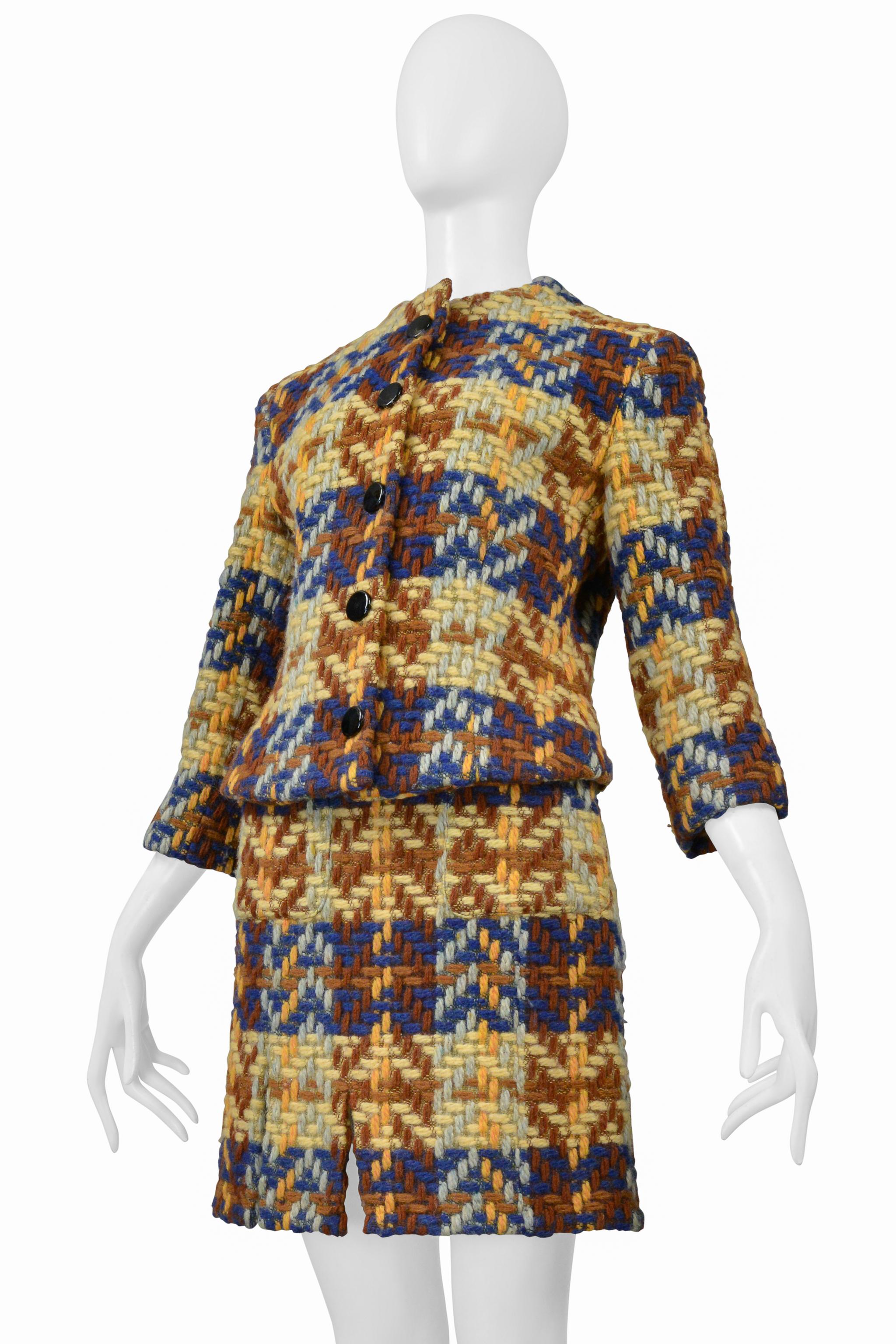 Junko Shimada Combinaison jupe en laine bleu, Brown, jaune en vente 2