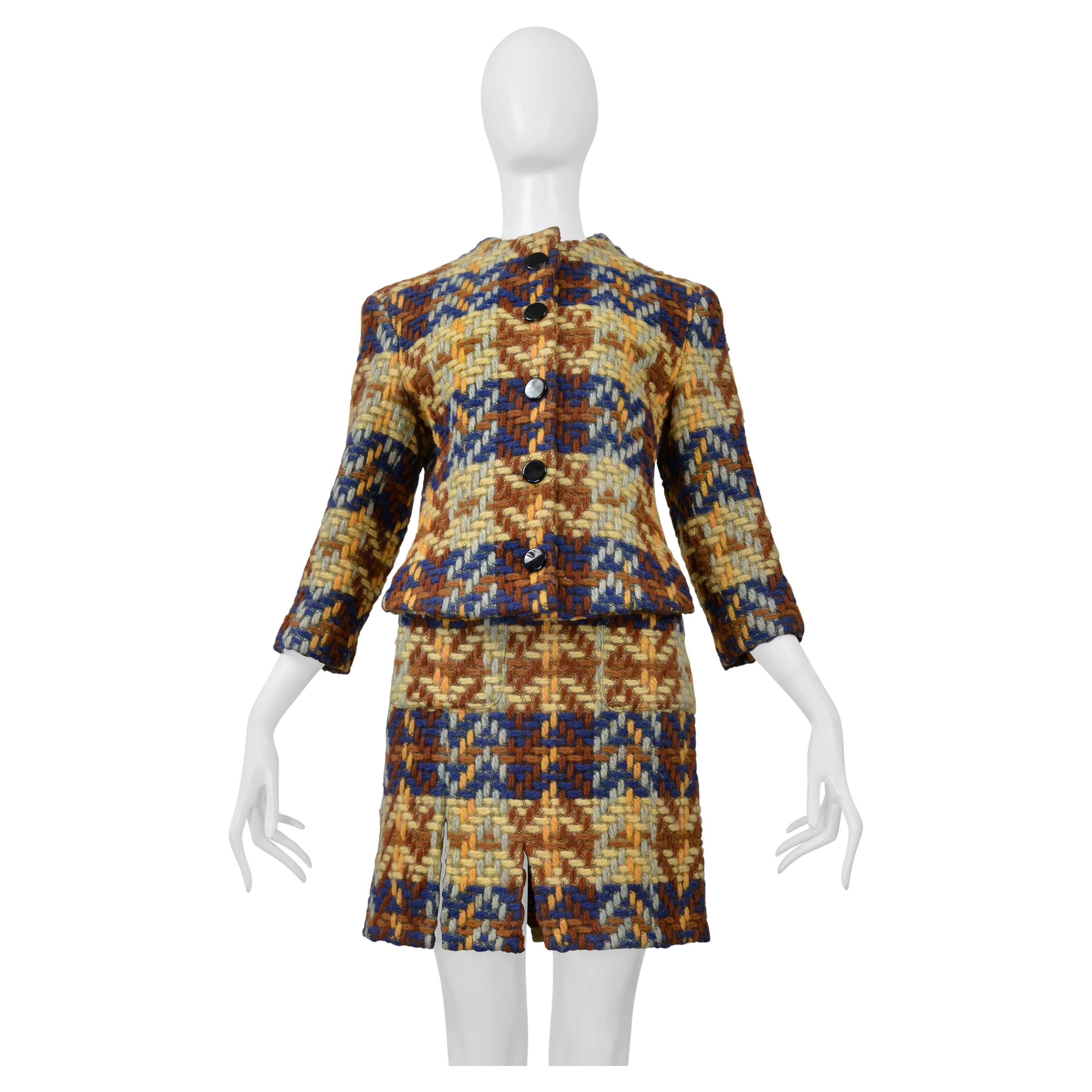 Junko Shimada Combinaison jupe en laine bleu, Brown, jaune