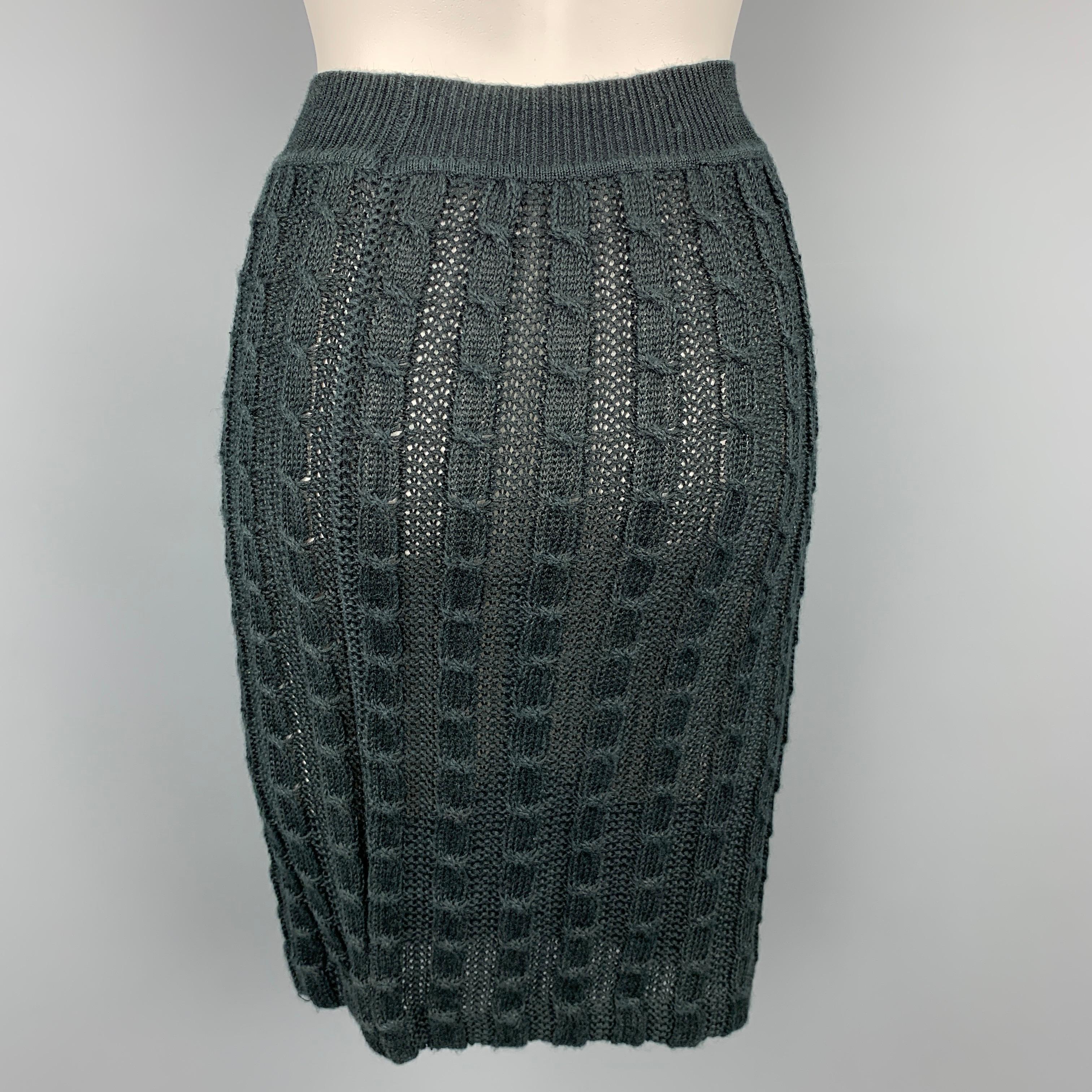 Black JUNKO SHIMADA Size M Charcoal Knitted Linen Pencil Skirt Set