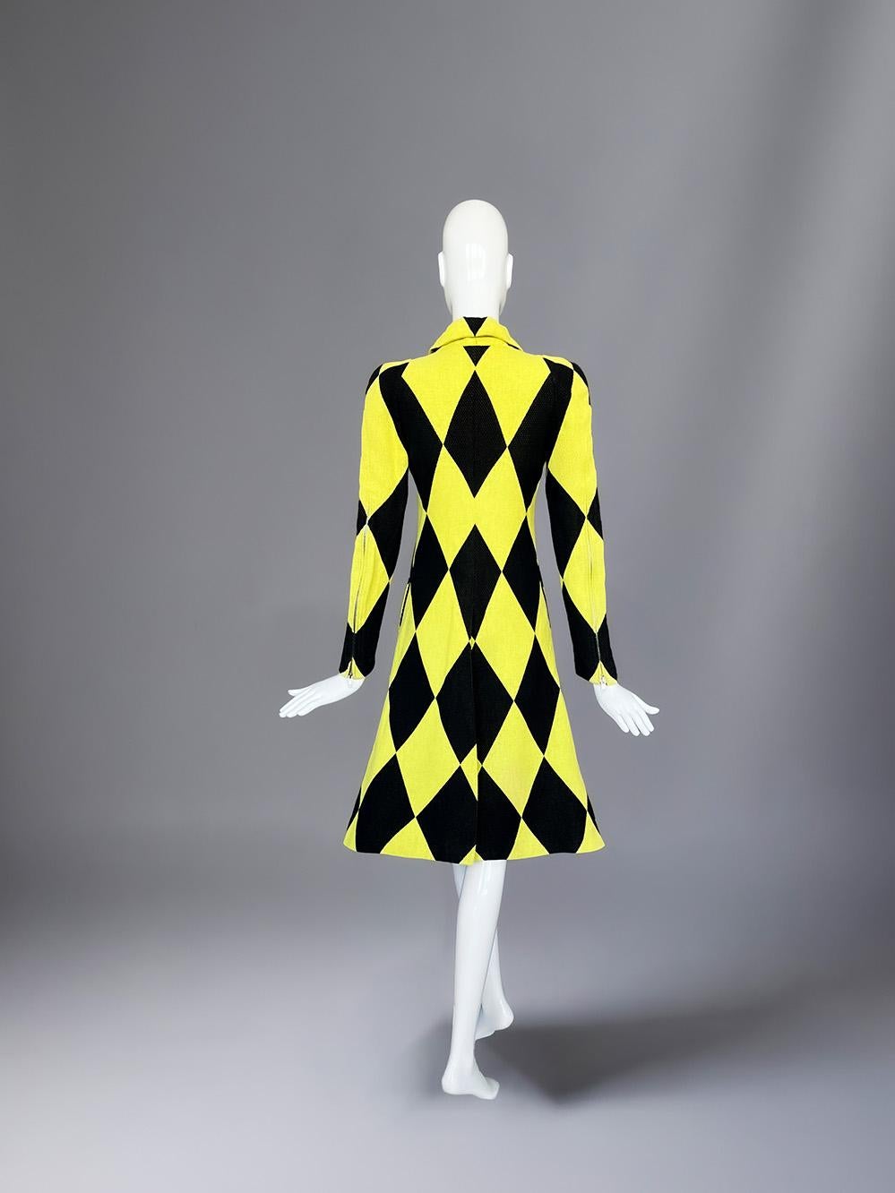 Giallo Junko Shimada SS 2001 Giacca Cappotto Harlequin in vendita