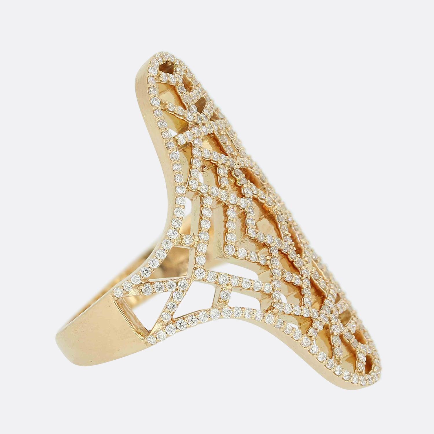Junnay London Cocktailring mit Cracked Paint-Effekt (Rundschliff) im Angebot