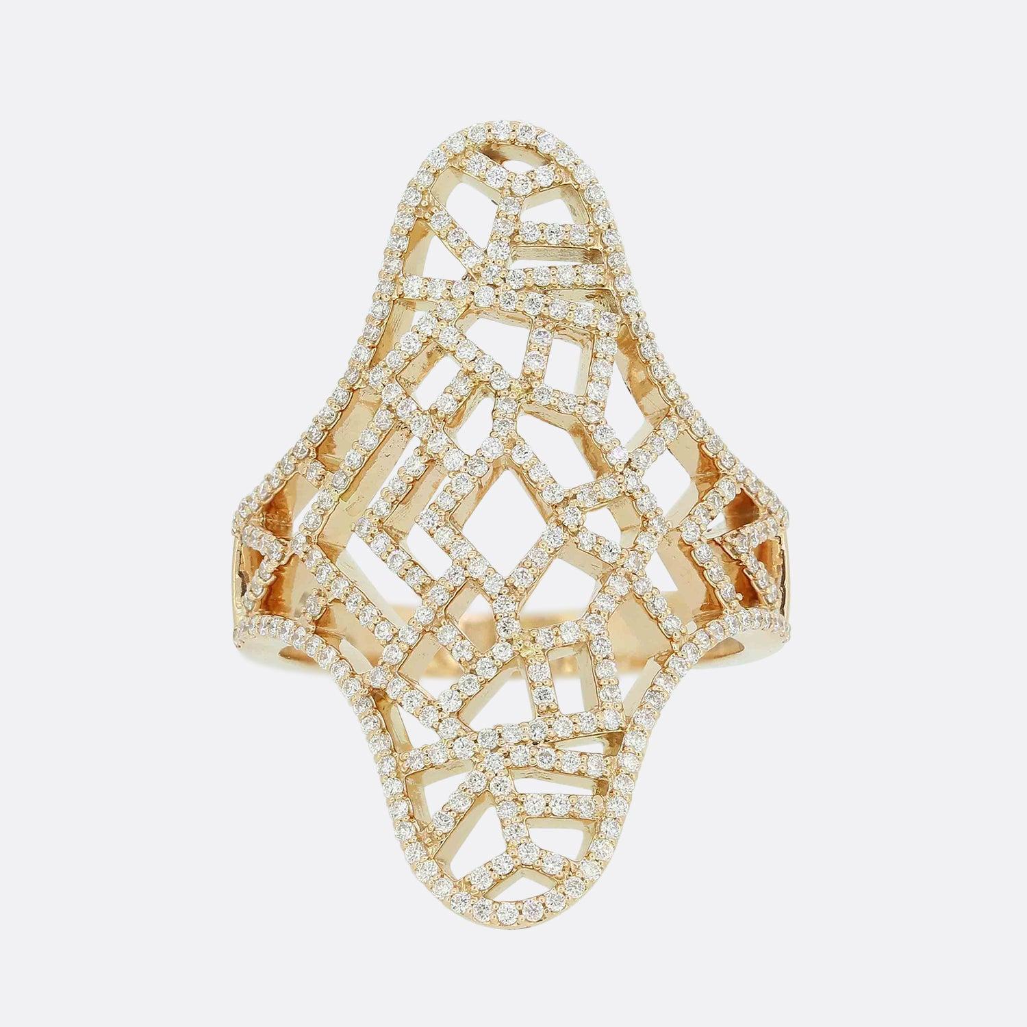 Junnay London Cocktailring mit Cracked Paint-Effekt im Angebot 1