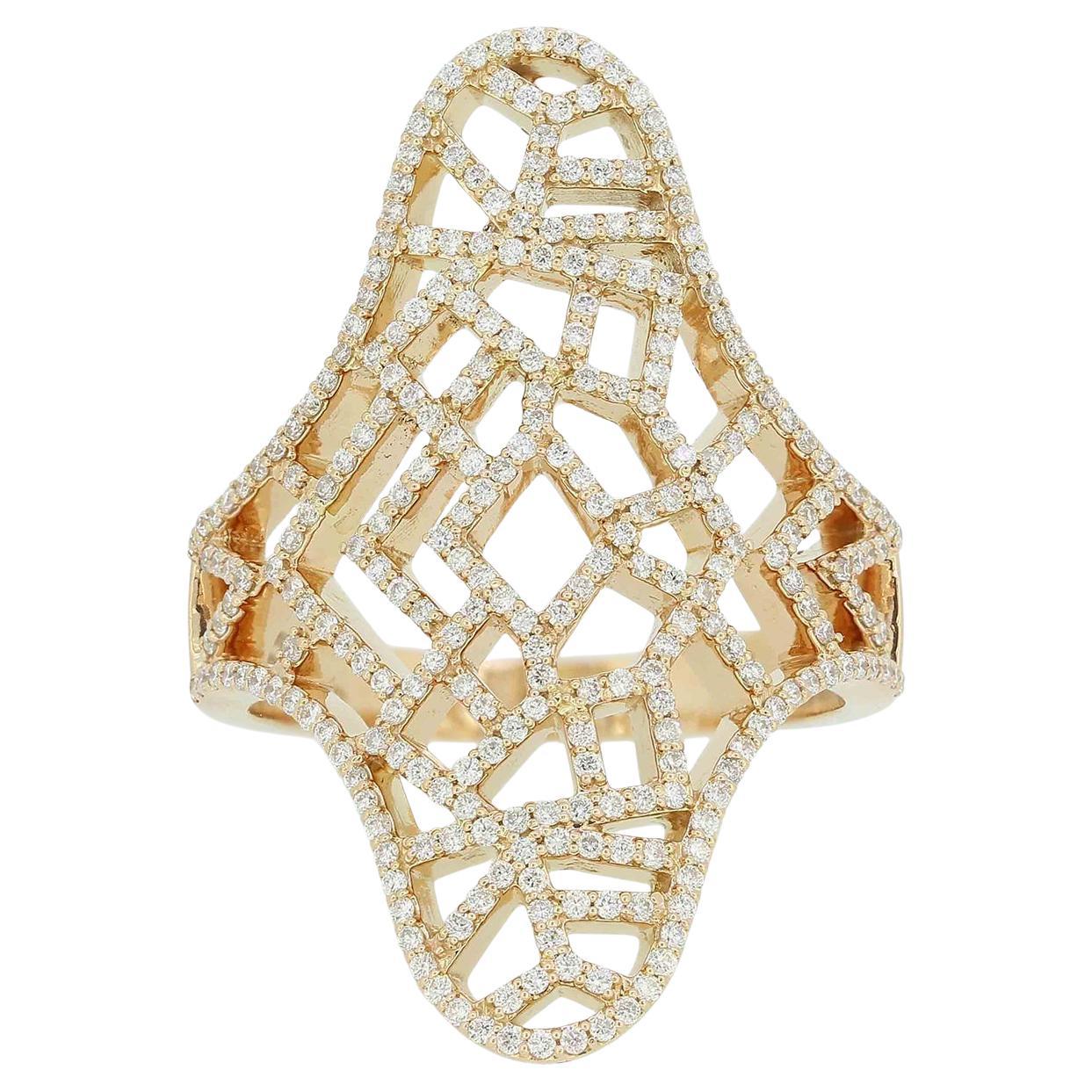 Junnay London Cocktailring mit Cracked Paint-Effekt im Angebot