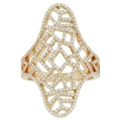 Vintage Junnay London Cracked Paint Effect Cocktail Ring
