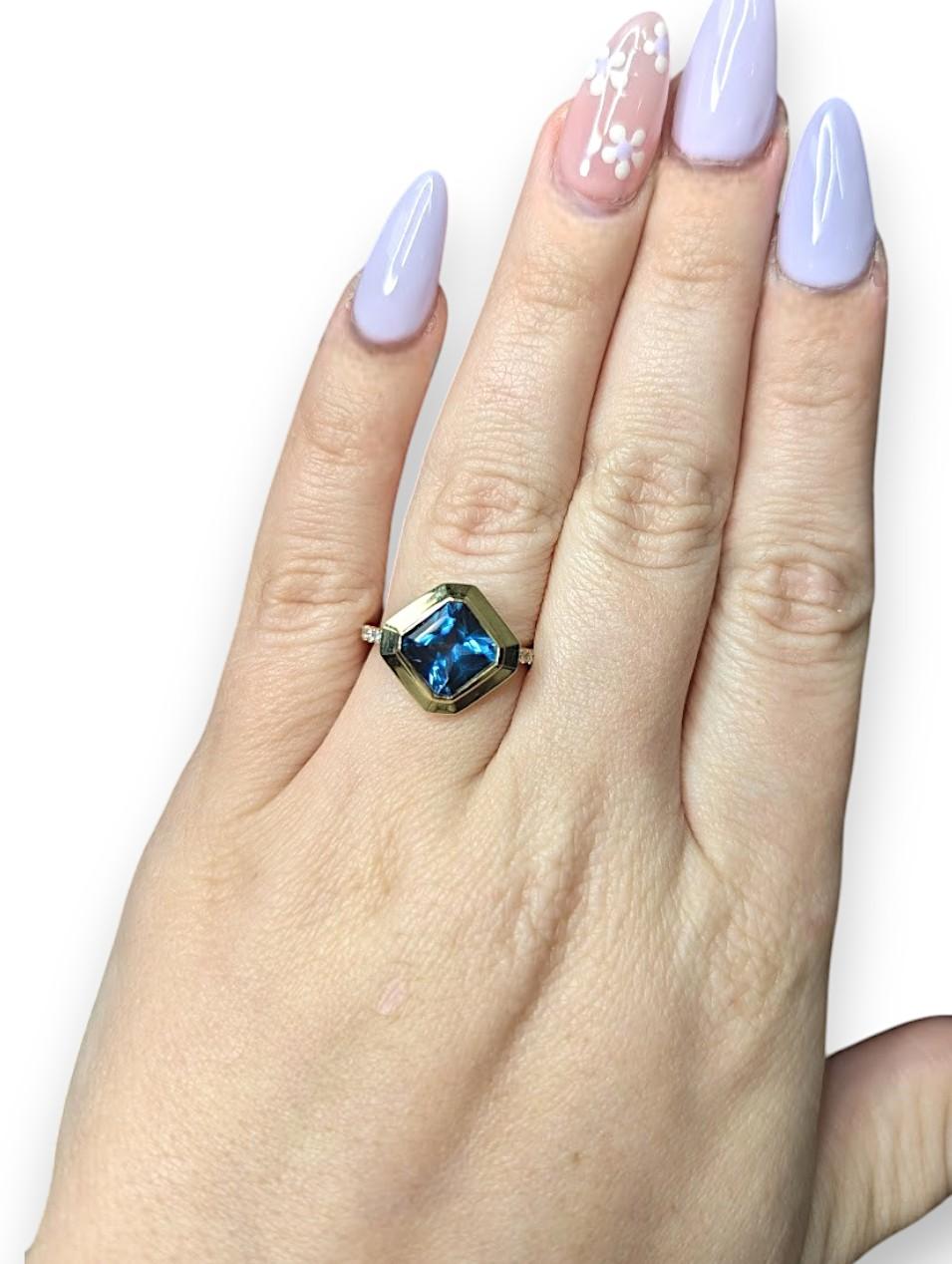 Deep, moody, and mesmerizing — the Juno Ring by Mountain Song Jeweler is made for those who love timeless elegance with a bold twist. 💍

Set in glowing 18k yellow gold, this piece features a rich 2.85 carat London Blue Topaz, known for its deep