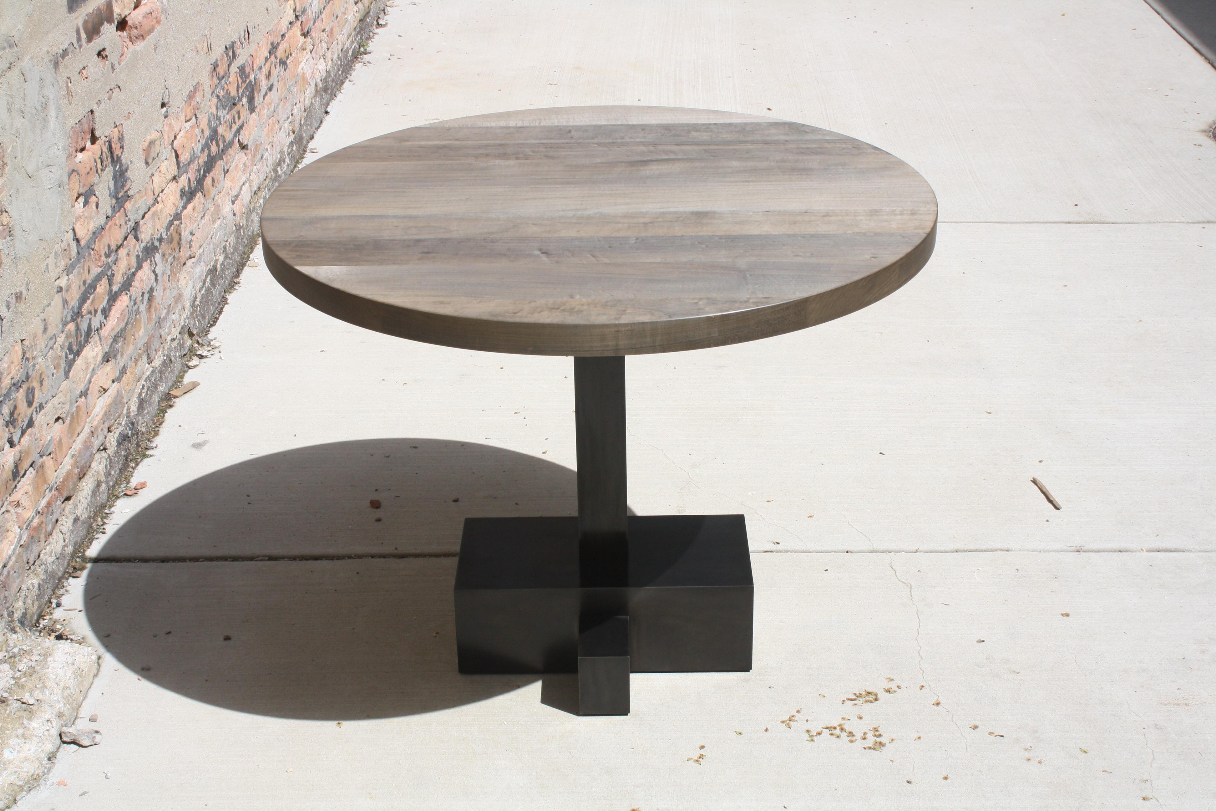 Blackened Juno Customizable Round Pedestal Table by Laylo Studio For Sale