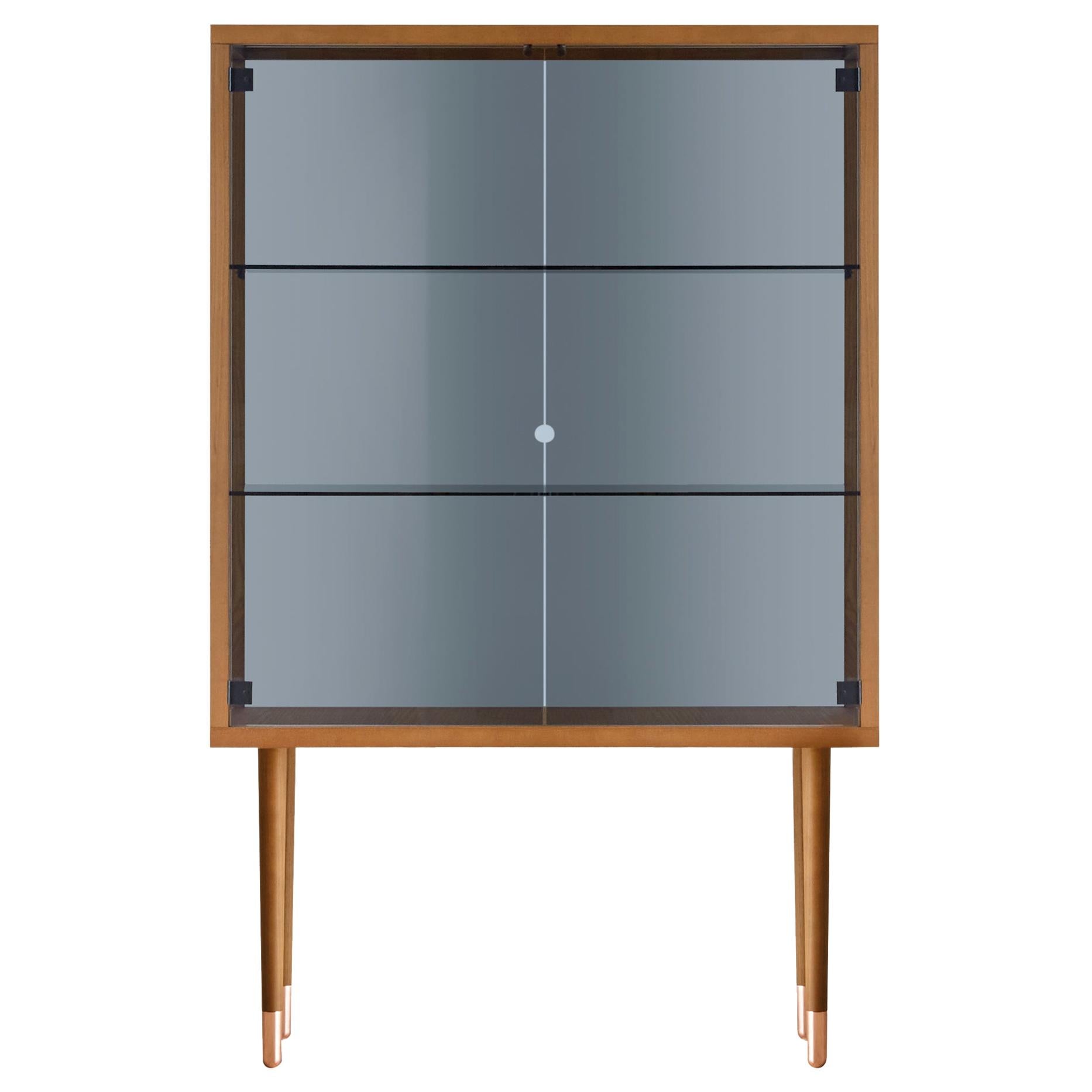 Juno Book Shelves in Walnut Structure with Glass Door by E-GGS For Sale