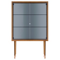 Juno Book Shelves in Walnut Structure with Glass Door by E-GGS