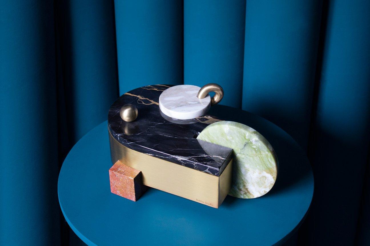 Portuguese Juno Box, Marble and Brass, by Bohinc Studio For Sale