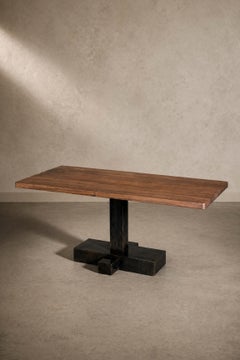 Juno Customizable Rectangular Table in Blackened Steel and Walnut by Laylo