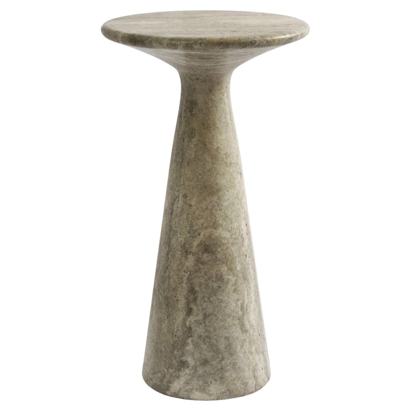 Juno Tall Travertine Side Table For Sale