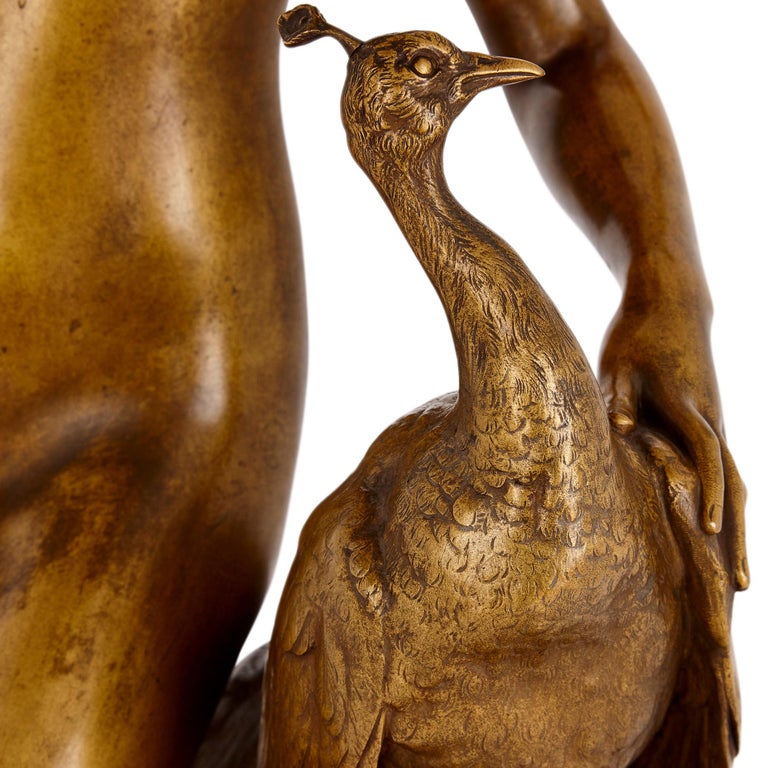 "Juno with a Peacock," Bronze Figure by Alexandre Falguière For Sale at