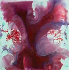 Huile sur toile abstraite originale de JunWei Zhang « Le petit violet »