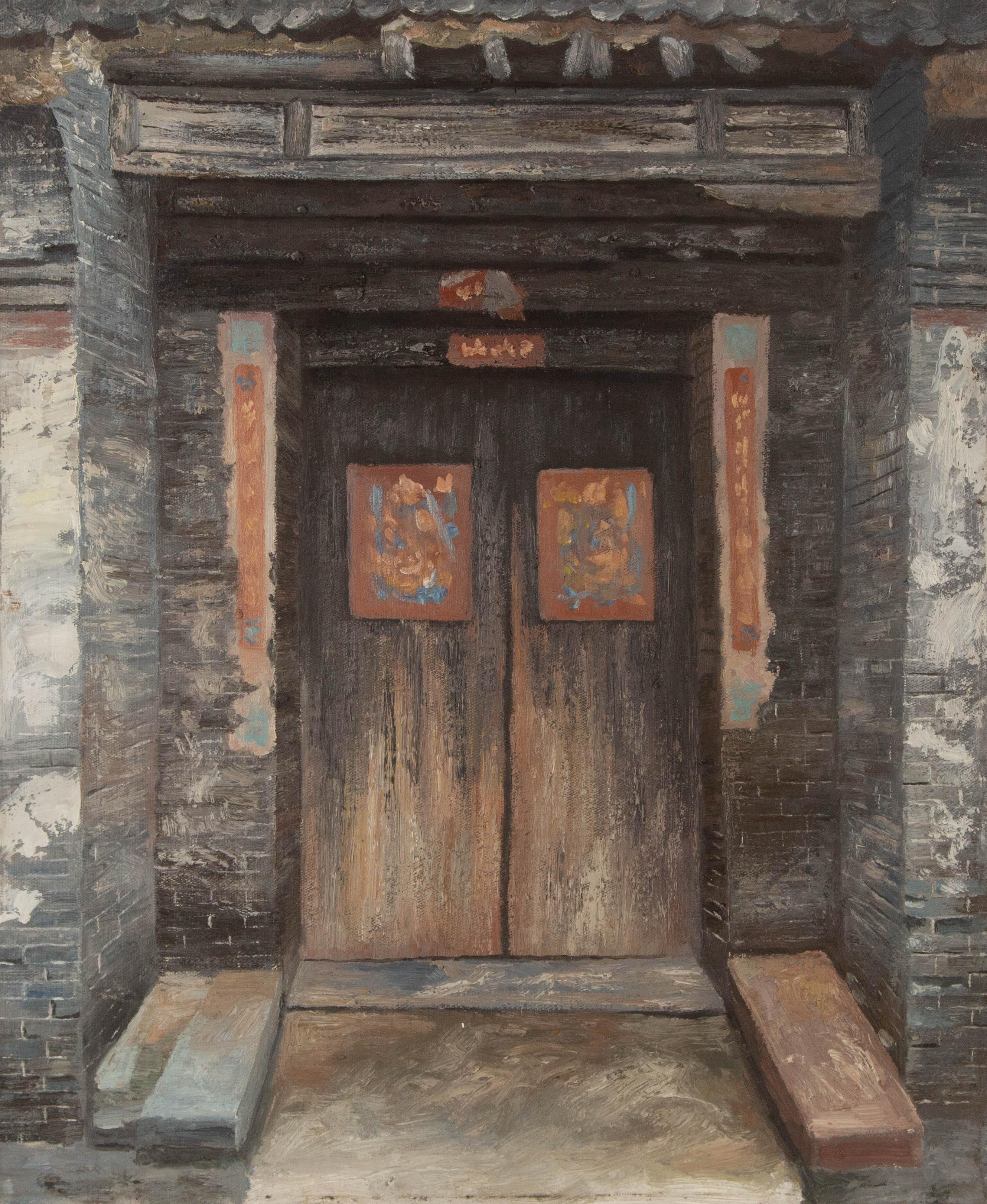 Junwei Zhang Landschaft Original Öl auf Leinwand "Laozhai Men Ancient Town XIV"