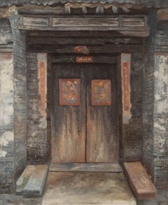 Junwei Zhang Landschaft Original Öl auf Leinwand "Laozhai Men Ancient Town XIV"