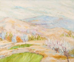Junxue Xun Impresionista Óleo Original Sobre Lienzo "Montañas Primaverales"
