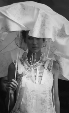 CommeDesGarcons 2003 RunwayLook1 Parachute Ruched Extendable White DressGown