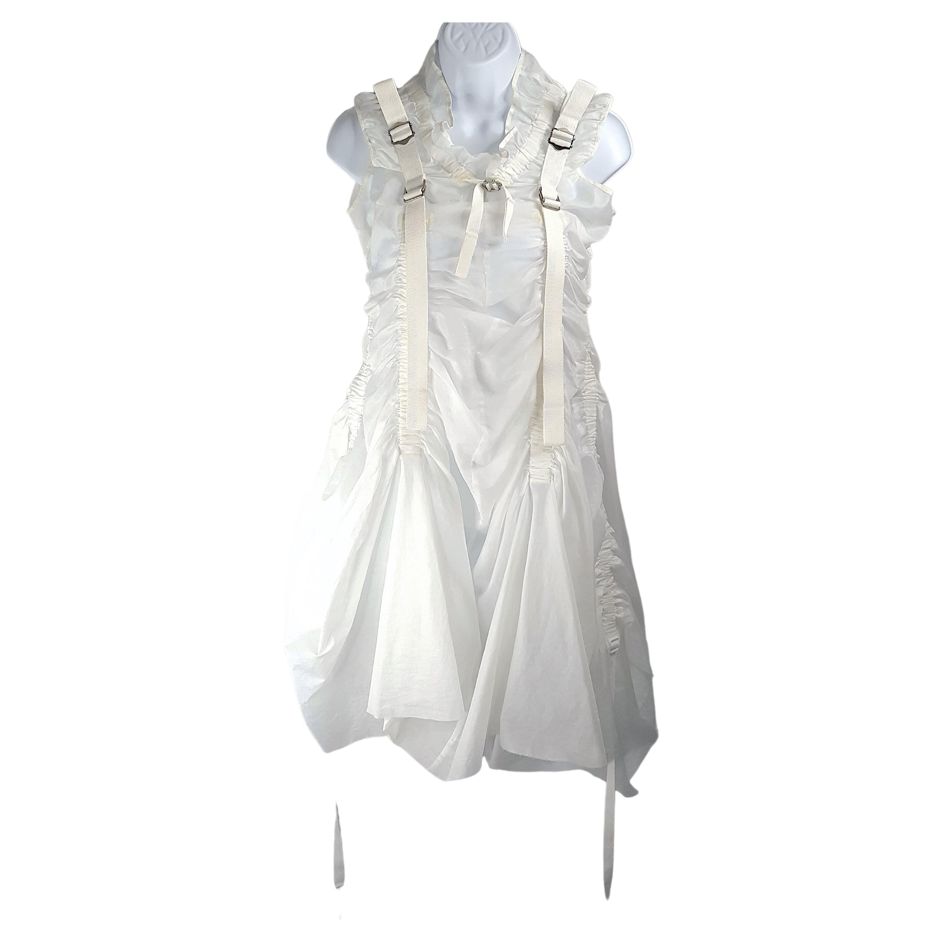 JunyaWantanabe 2003 RunwayLook1 Ruched Parachute Convertible White Dress Gown For Sale