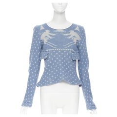 JUNYA WATANABE 1994 Blau-weißer Schneeflocken-Pullover mit Intarsien S