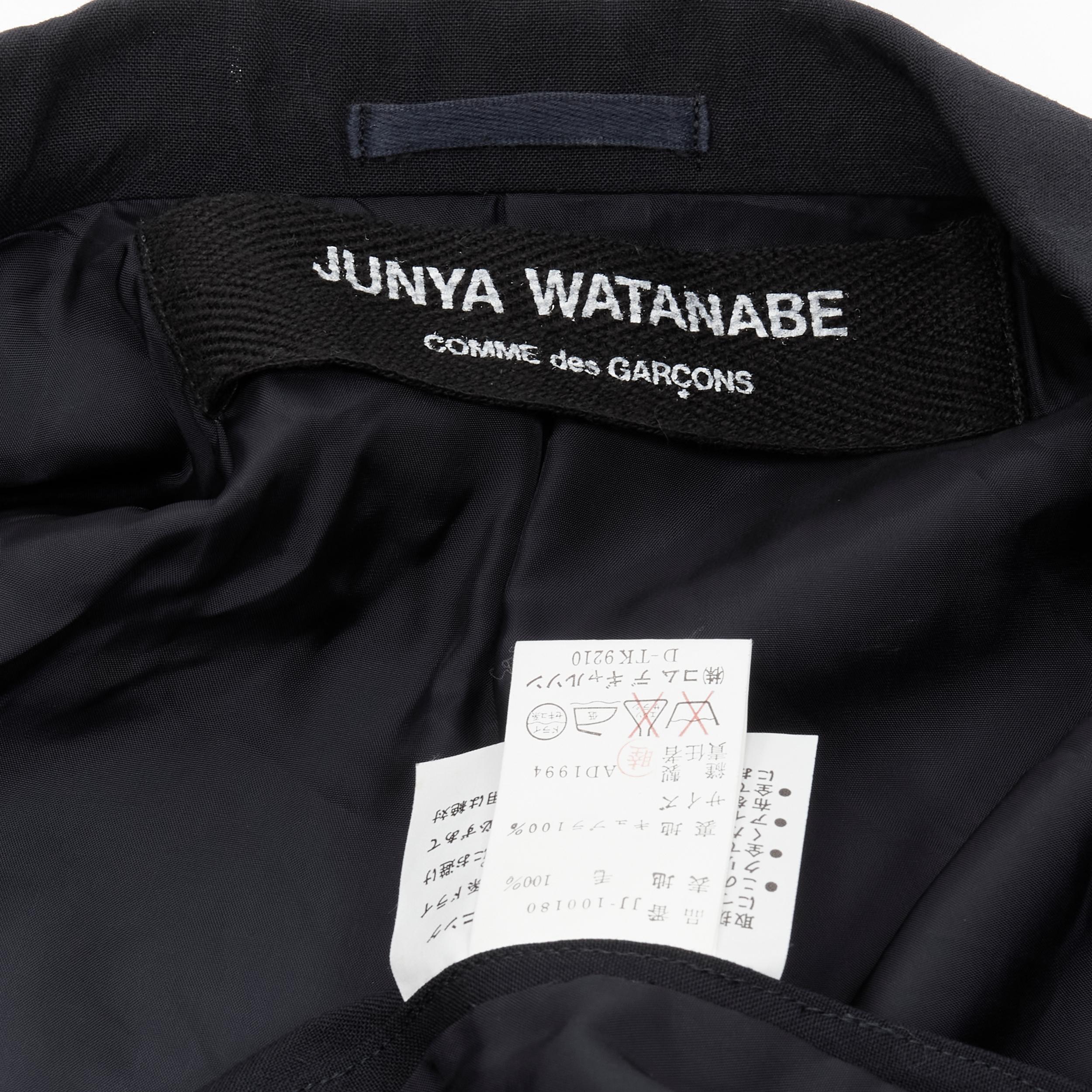 JUNYA WATANABE 1994 navy wool shoulder padded cut out back blazer M For Sale 4