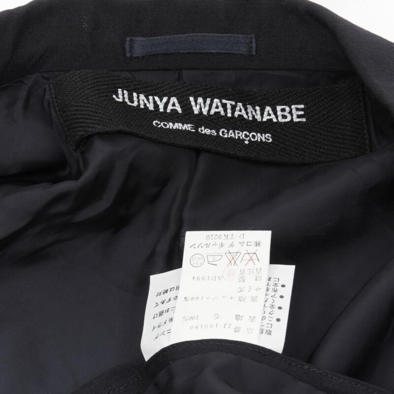 JUNYA WATANabe 1994 blazer in lana navy con spalla imbottita e taglio sul retro M in vendita 5