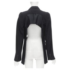 JUNYA WATANABE 1994 navy wool shoulder padded cut out back blazer M