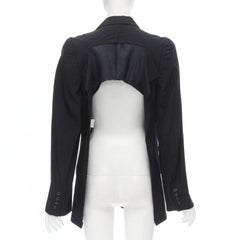 JUNYA WATANABE 1994 navy wool shoulder padded cut out back blazer M
