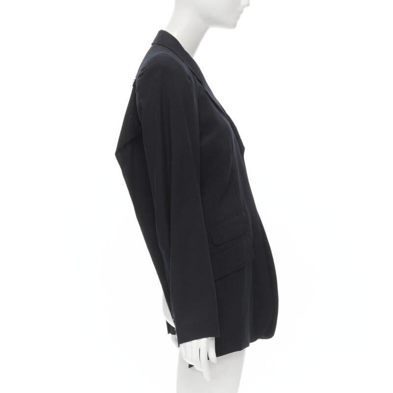 Donna JUNYA WATANabe 1994 blazer in lana navy con spalla imbottita e taglio sul retro M in vendita