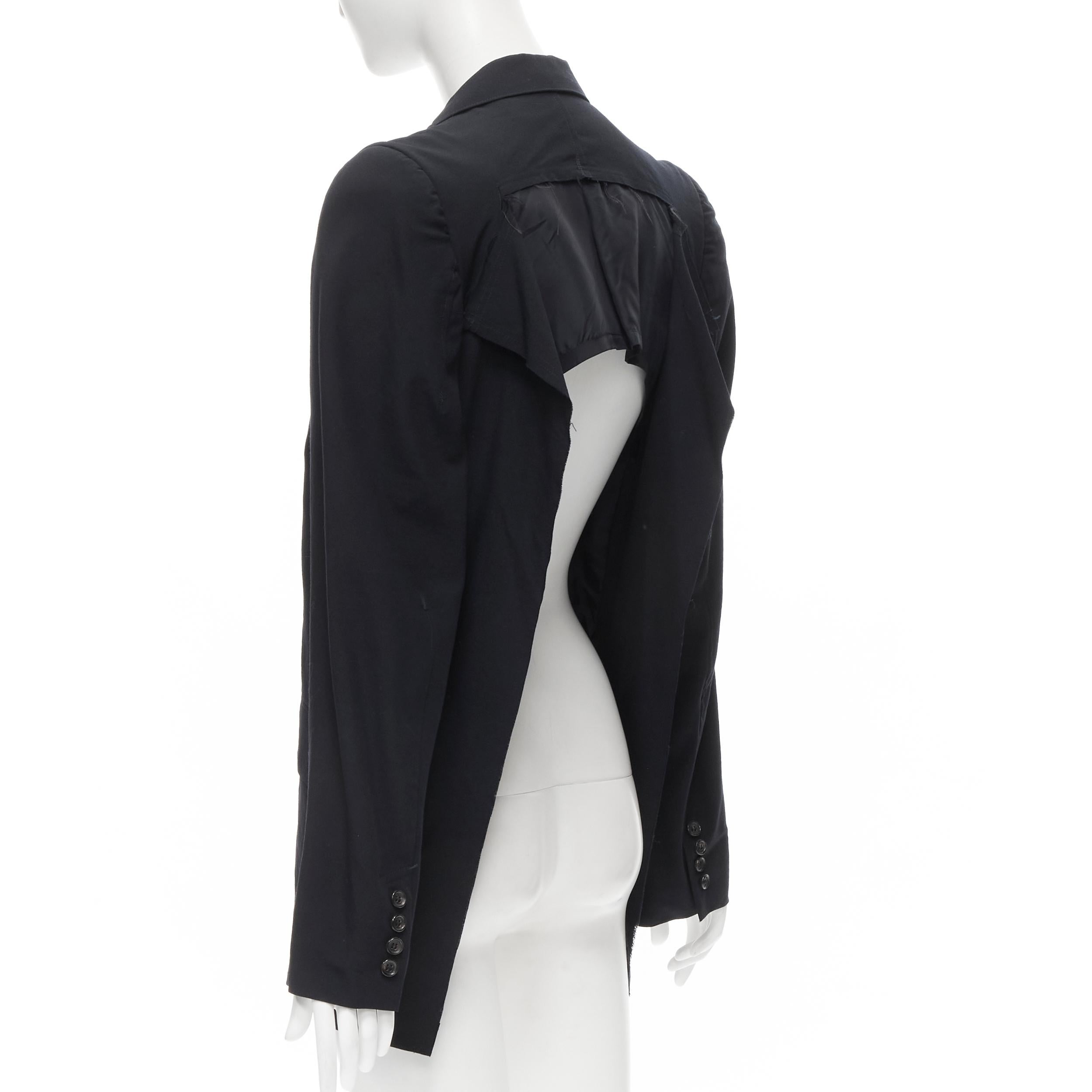 Women's JUNYA WATANABE 1994 navy wool shoulder padded cut out back blazer M For Sale