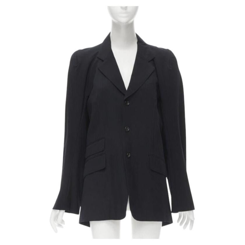 JUNYA WATANABE 1994 navy wool shoulder padded cut out back blazer M For Sale