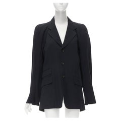 JUNYA WATANABE 1994 navy wool shoulder padded cut out back blazer M