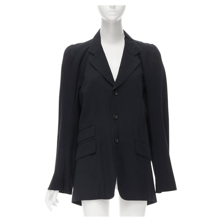 JUNYA WATANABE 1994 navy wool shoulder padded cut out back blazer M For ...