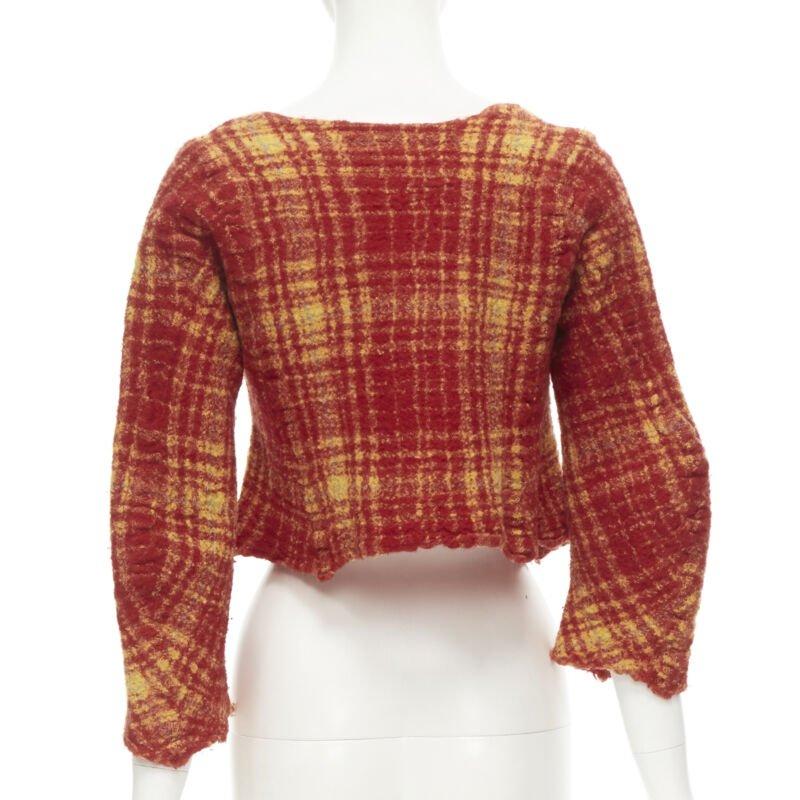Women's JUNYA WATANABE 1994 Vintage orange grey boiled wool shrunken deconstructed top M