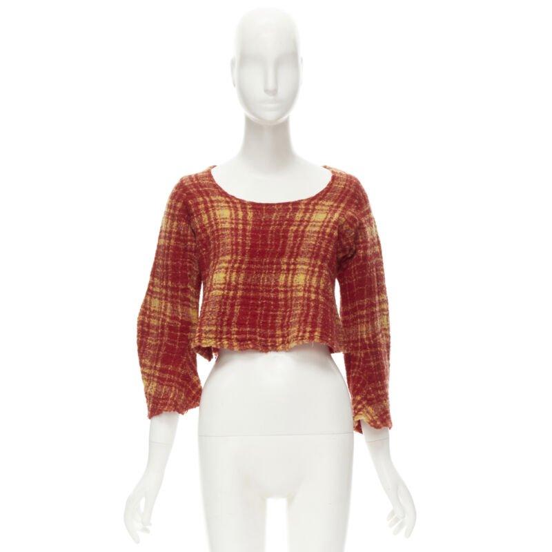 JUNYA WATANABE 1994 Vintage orange grey boiled wool shrunken deconstructed top M 3