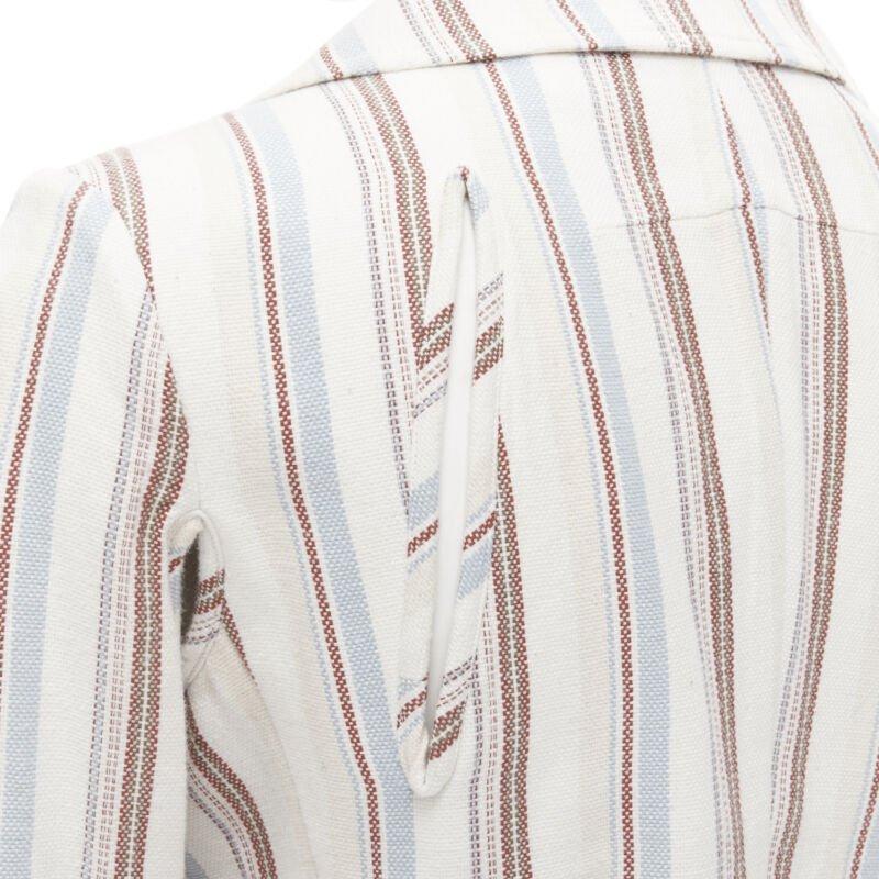 JUNYA WATANABE 1995 beige stripe cotton cut out sleeve double breasted jacket S For Sale 5