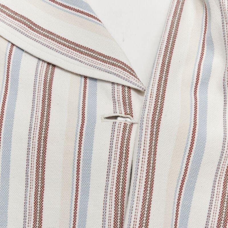 JUNYA WATANABE 1995 beige stripe cotton cut out sleeve double breasted jacket S For Sale 6