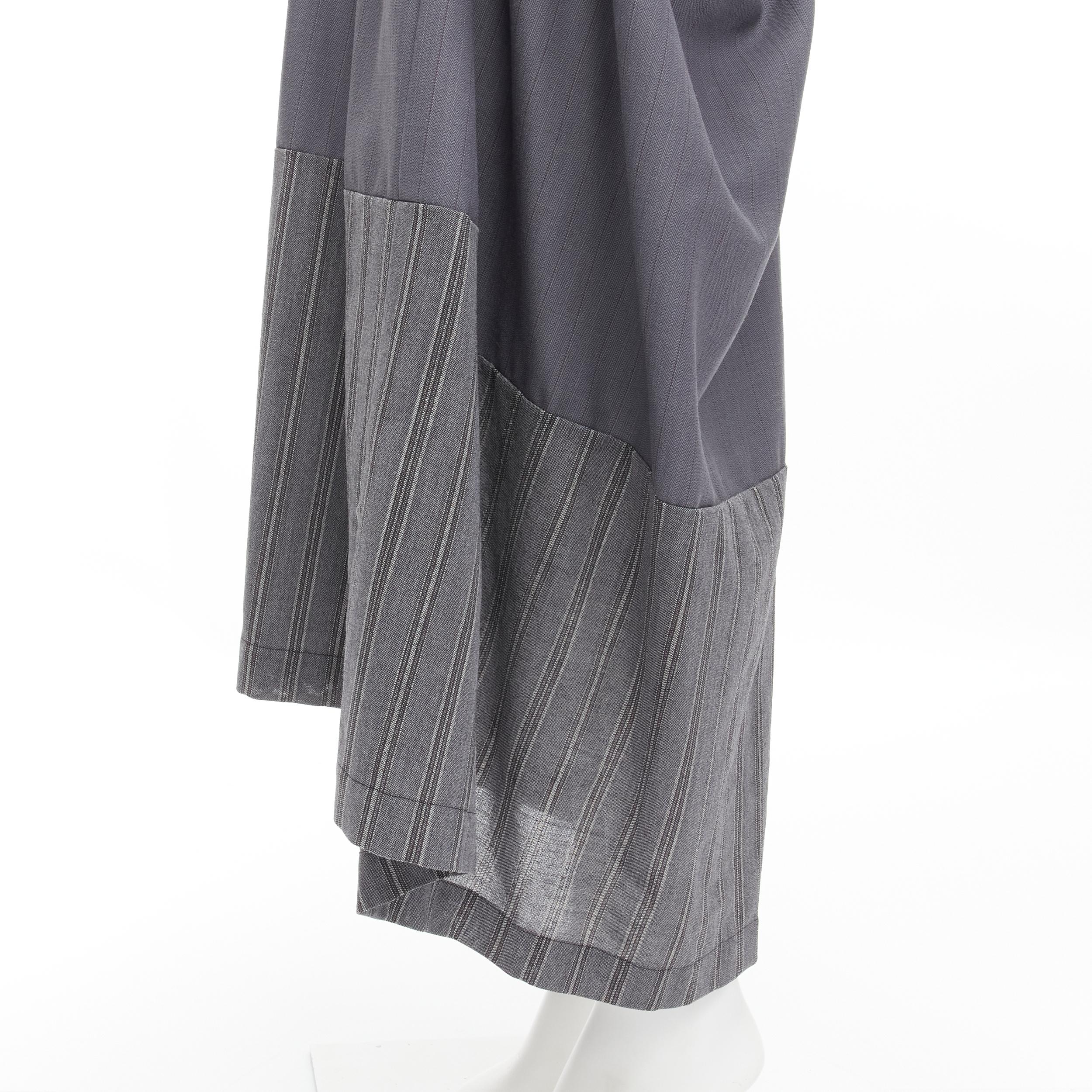 JUNYA WATANABE 1996 grey pleated tie bustle contrast hem midi skirt S 2
