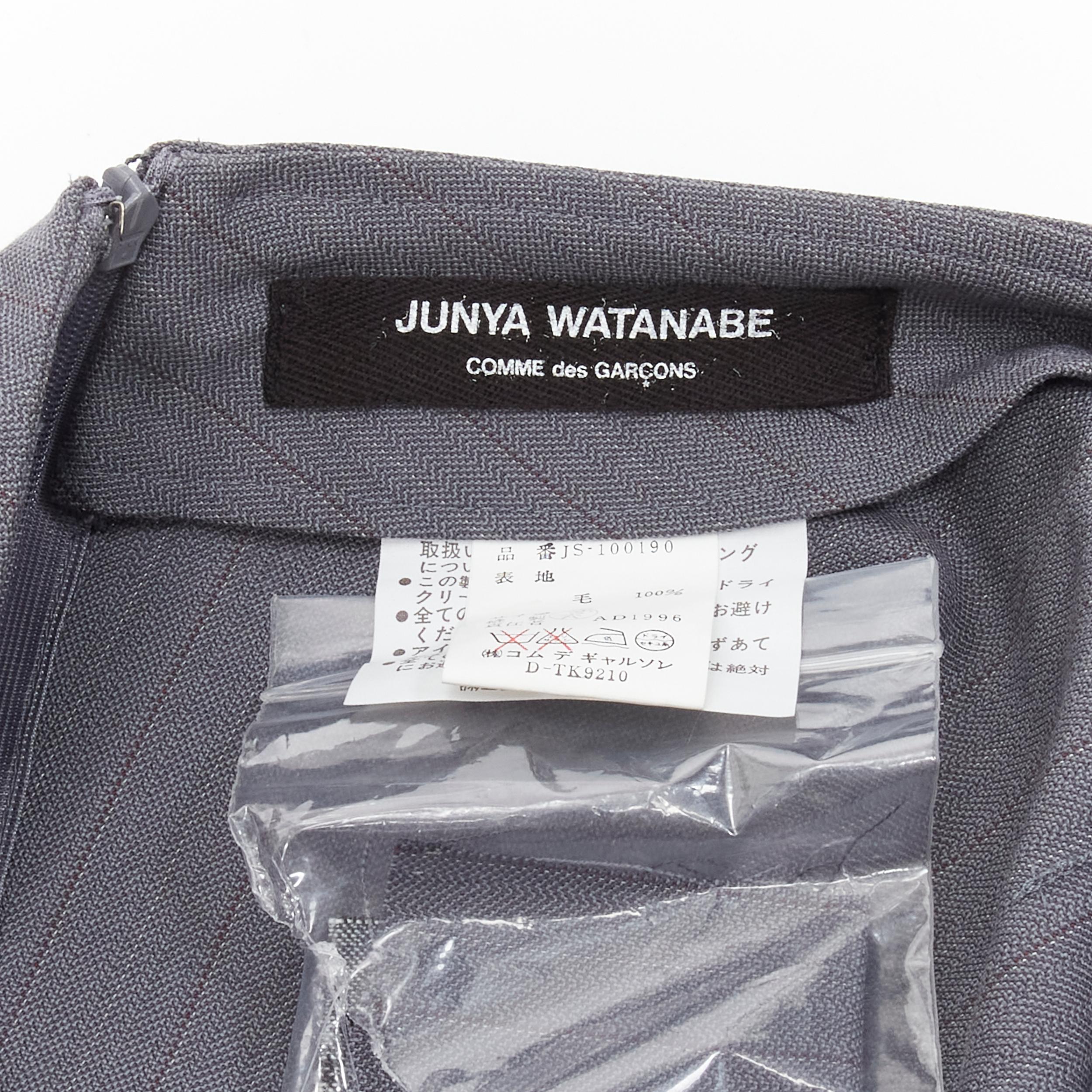 JUNYA WATANABE 1996 grey pleated tie bustle contrast hem midi skirt S 3