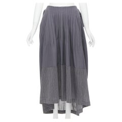 JUNYA WATANABE 1996 grey pleated tie bustle contrast hem midi skirt S