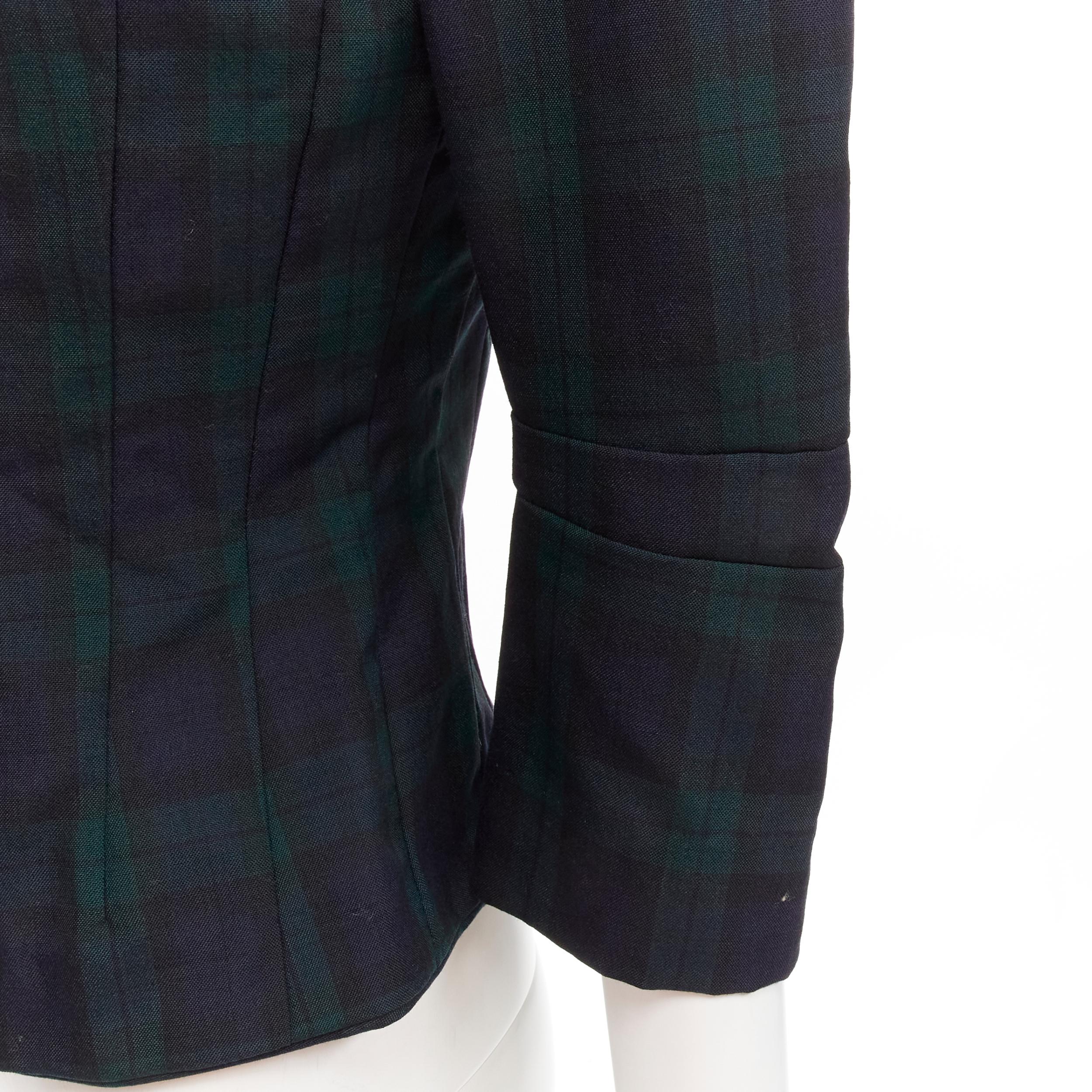 JUNYA WATANABE 1996 Vintage green plaid deconstructed panels fitted blazer S For Sale 5
