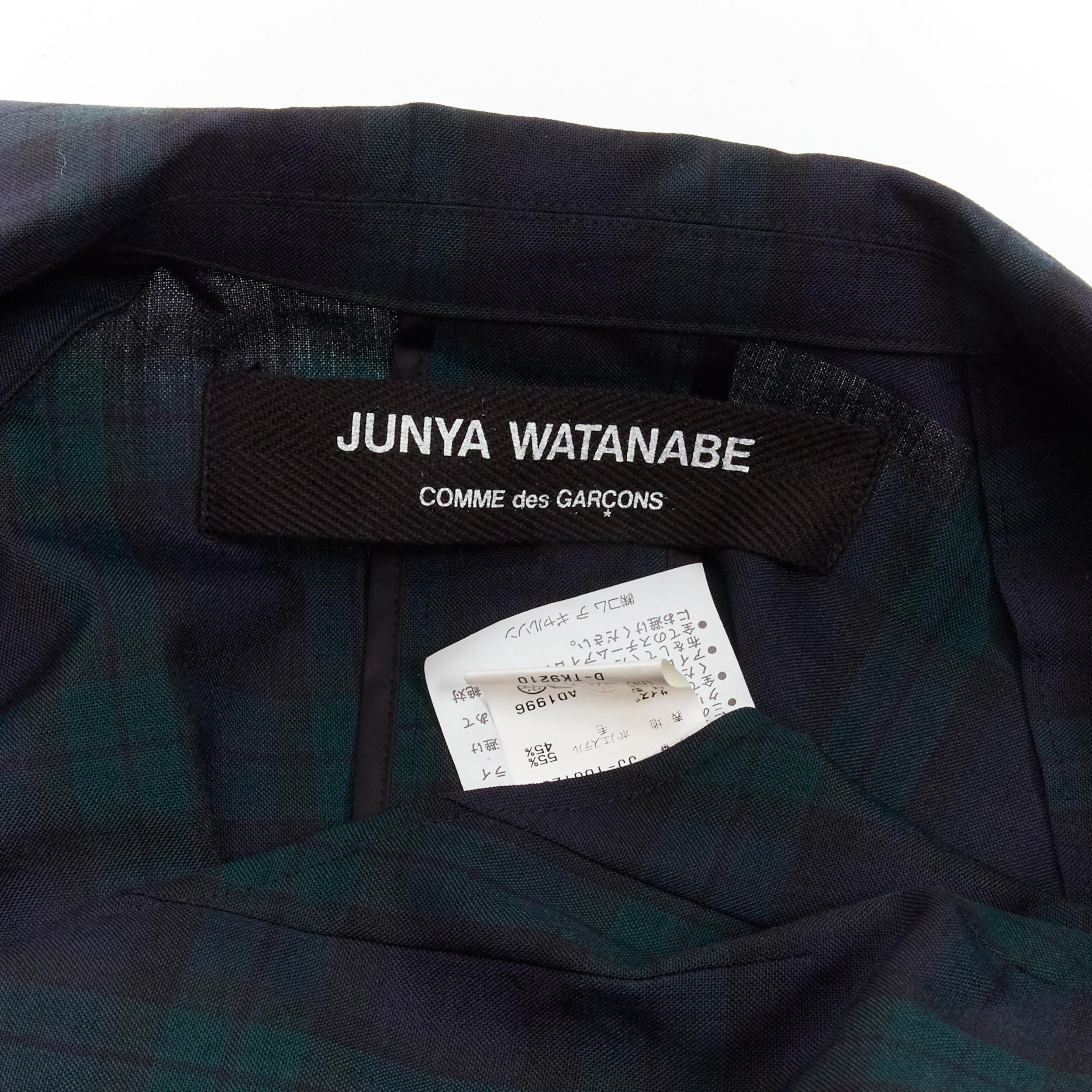 JUNYA WATANABE 1996 Vintage green plaid deconstructed panels fitted blazer S For Sale 6