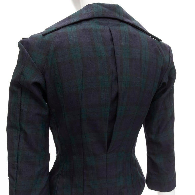 Junya Watanabe spring 1996 green plaid boiled wool slashed cut out mini dress