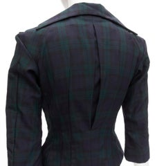 JUNYA WATANABE 1996 Vintage green plaid deconstructed panels fitted blazer S