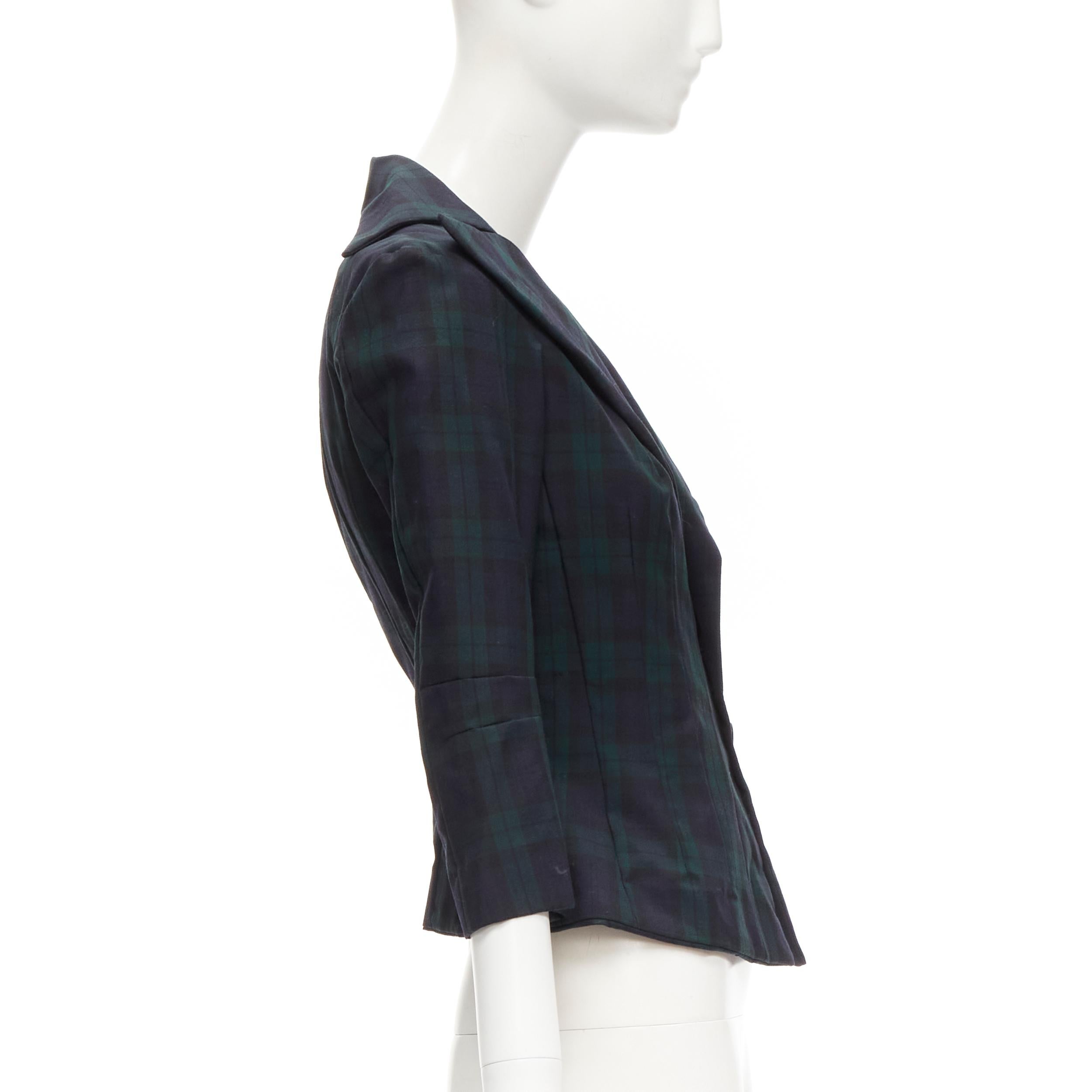 Women's JUNYA WATANABE 1996 Vintage green plaid deconstructed panels fitted blazer S For Sale